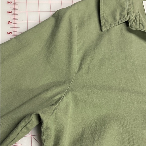 ABERCROMBIE & FITCH Career Preppy 100% Cotton Olive Long SLV Belted Shirtdress M - Picture 7 of 16